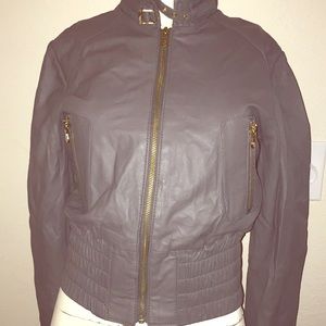 Lambskin leather cropped jacket